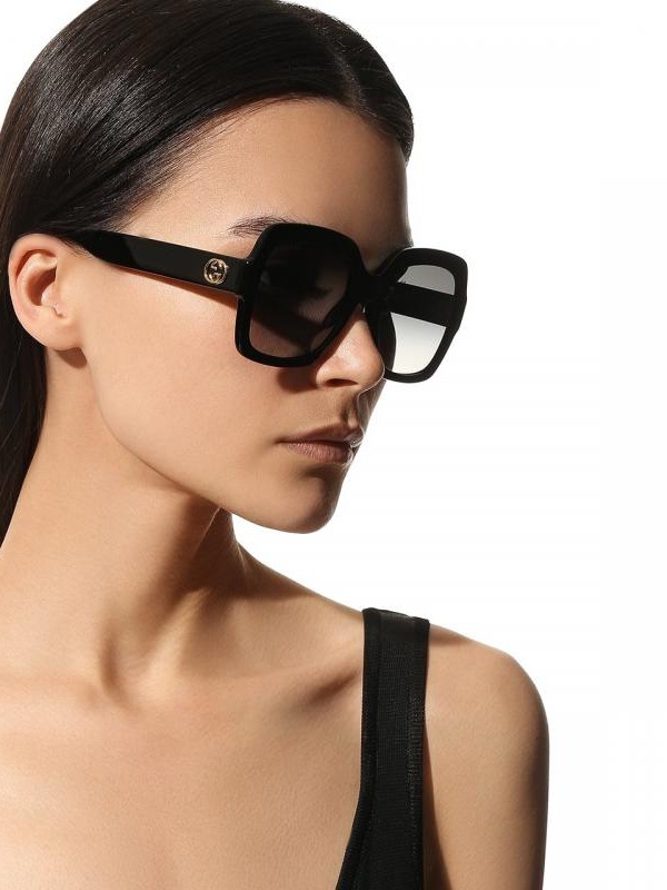 Gucci Gg Logo Square Black Frame Sunglasses Gg0036sn
